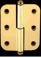Door Hinges, Solid Brass, 2"x2.5" Radius LOL Button Tip Hinge 92127/92144