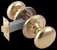 Door Knob Passage Sets Bright Solid Brass, 2 3/8" Passage Set