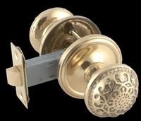 Door Knob Passage Sets Bright Solid Brass, Star, 2 3/8" Passage Set