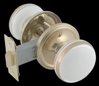 Door Knob Passage Sets White & Gold Porcelain, 2 3/8" Passage Set