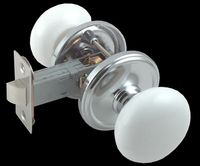 Door Knob Passage Sets White Porcelain w/Chrome, 2 3/8" Passage Set
