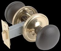 Door Knob Privacy Sets Black/Brass , 2 3/4" Backset Privacy Set