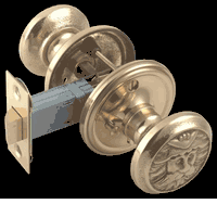 Door Knob Privacy Sets Bright Solid Brass, Northwind, 2 3/8" Backset Privacy Set