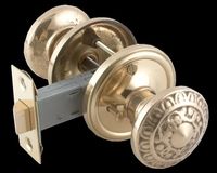 Door Knob Privacy Sets Bright Solid Brass, Raised, 2 3/4" Privacy Set