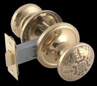 Door Knob Privacy Sets Bright Solid Brass, Winged, 2 3/4" Backset Privacy Set