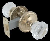 Door Knob Privacy Sets Clear Glass/Brass, 2 3/4" Backset Privacy Set