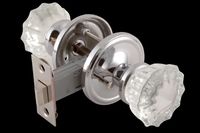 Door Knob Privacy Sets Clear Glass/Chrome, 2 3/4" Backset Privacy Set