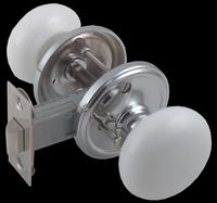 Door Knob Privacy Sets White/Chrome Porcelain, 2 3/4" Privacy Set