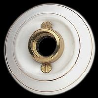 Door Knob Roses White/Gold Porcelain, 2 1/4" Rose