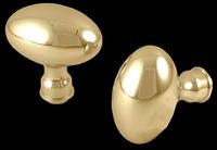 Door Knobs Bright Solid Brass, Oval, Knobs Only