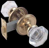 Door Knobs Clear Glass/Brass, 2 3/4" Privacy Set
