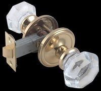 Door Knobs Clear Glass/Brass, 2 3/8" Passage Set