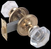 Door Knobs Clear Glass/Brass, 2 3/8 Privacy Set
