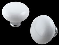 Door Knobs White Porcelain/Chrome, Round, Door Knobs Only
