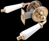 Door Lever Privacy Sets, 2 3/4" White Porcelain Lever Privacy Set
