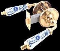 Door Lever Privacy Sets, 2 3/8" Delft Blue Porcelain Lever Privacy Set