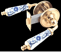 Door Lever Privacy Sets, 2 3/8" Delft Blue Porcelain Lever Privacy Set