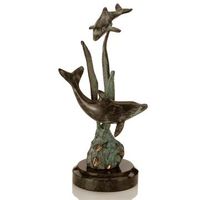 Double Dolphins With Seagrass Metal Art Figurine