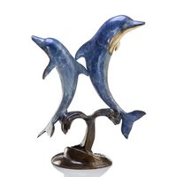 Double Jumping Dolphins Brass Art Sculpture