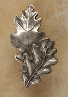 Double Oak Leaves Small Pewter Cabinet Knob/Pull