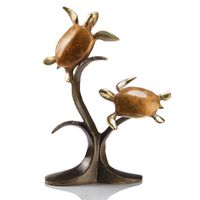 Double Turtles Brass Art Sculpture