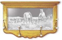 "Dreamer's Hour" Cowboy Etched Mirror Coat Rack