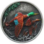 Ducks On The Wing Cabinet Knob, Hand Tinted Pewter