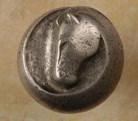 Dynasty I Horse Pewter Cabinet Knob/Pull (Left Face)