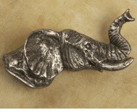 Elephant Head Pewter Cabinet Knob/Pull (Right Facing)