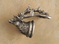 Elk Head Knob Small Pewter Cabinet Knob/Pull (Left Face)