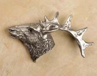 Elk Head Medium Pewter Cabinet Knob/Pull (Right Face)