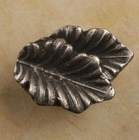 Fancy Double Oak Leaves Pewter Cabinet Knob/Pull