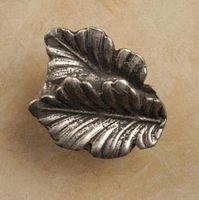Fancy Double Oak Leaves Pewter Cabinet Knob/Pull