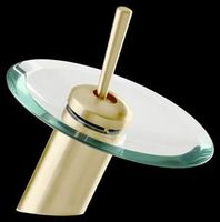 Faucets Antique Brass/Glass, Antique Brass Waterfall Faucet - 7"