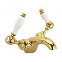 Faucets Brass, Single Hole Faucet W/Porcelain Lever Handles