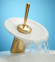 Faucets Brass/White Ceramic, Waterfall Faucet - 7"