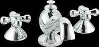 Faucets Bright Chrome Plated Brass, Widespread Faucet w/Philadelpia Style Cross Handles