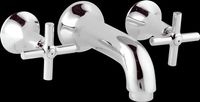 Faucets Bright Chrome, Wall Mount Widespread Faucet W/Chrome Cross Handles