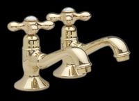 Faucets Bright Solid Brass, High Spout with Cross Handles