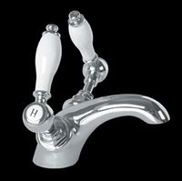 Faucets Chrome, Single Hole Faucet W/Porcelain Lever Handles
