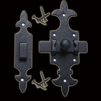 Fleur De Lis Black Wrought Iron, 5-1/2" Slide Latch