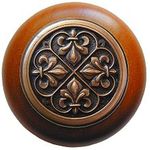 Fleur-de-Lis Cherry Cabinet Knob, Antique Copper