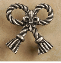 Fleur De Lis Rope & Tassel Bow, Pewter Cabinet Knob/Pull (Large)
