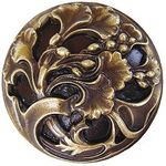 Florid Leaves Cabinet Knob, Antique Brass