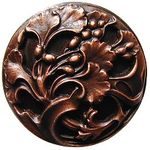 Florid Leaves Cabinet Knob, Antique Copper