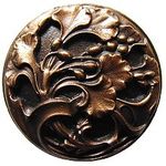 Florid Leaves Cabinet Knob, Antique Solid Bronze
