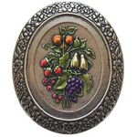 Fruit Bouquet Cabinet Knob, Hand Tinted Brite Nickel