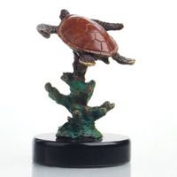 "Fun For One" Turtle Art Sculpture, Brass & Marble