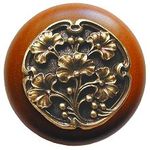 Ginko Berry Cherry Cabinet Knob, Antique Brass