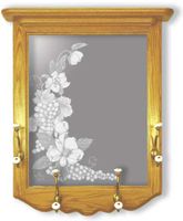 "Grapes And Magnolias" Flower Etched Mirror Coat Rack